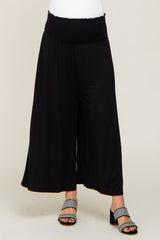 Black Smocked Wide Leg Maternity Pants