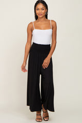 Black Smocked Wide Leg Maternity Pants