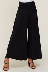 Black Smocked Wide Leg Pants