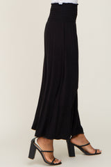 Black Smocked Wide Leg Pants