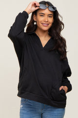 Black Collared Pullover Maternity Sweater