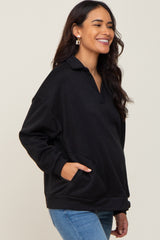 Black Collared Pullover Maternity Sweater