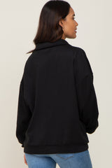 Black Collared Pullover Maternity Sweater