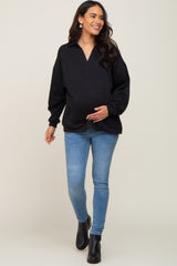 Black Collared Pullover Maternity Sweater