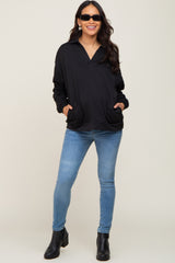 Black Collared Pullover Maternity Sweater