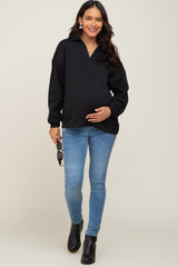 Black Collared Pullover Maternity Sweater