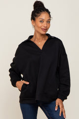 Black Collared Pullover Maternity Sweater