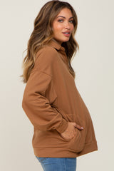 Mocha Collared Pullover Maternity Sweater