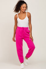 Fuchsia Basic Fleece Maternity Sweatpants