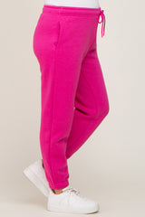 Fuchsia Basic Fleece Maternity Sweatpants