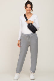 Heather Grey Basic Fleece Maternity Sweatpants