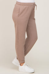 Taupe Basic Fleece Maternity Sweatpants