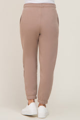 Taupe Basic Fleece Maternity Sweatpants