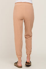 Taupe Ribbed Drawstring Maternity Joggers