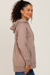 Taupe Fleece Front Pocket Hoodie