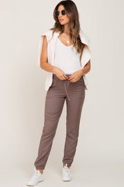 Mocha Drawstring Tapered Jogger Maternity Pants