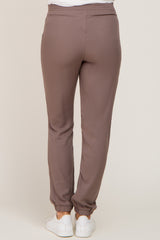 Mocha Drawstring Tapered Jogger Maternity Pants