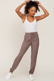 Mocha Drawstring Tapered Jogger Pants