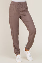 Mocha Drawstring Tapered Jogger Pants