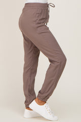 Mocha Drawstring Tapered Jogger Pants