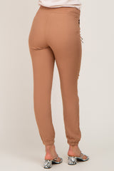 Camel Drawstring Tapered Jogger Maternity Pants