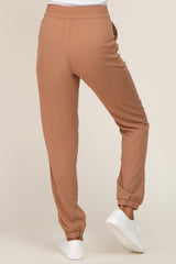 Camel Drawstring Tapered Jogger Pants