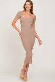 Mocha Ribbed Midi Dress