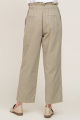 Olive Drawstring Pleated Denim Pants