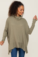 Olive Ribbed Knit Turtleneck Maternity Top