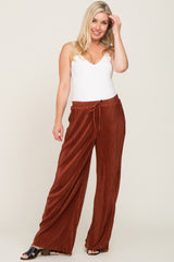 Rust Pleated Maternity Wide Leg Pants