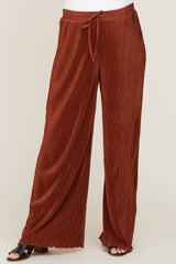 Rust Pleated Maternity Wide Leg Pants