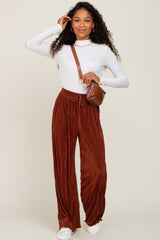 Rust Pleated Maternity Wide Leg Pants