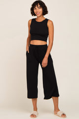 Black Crop Tank Lounge Set