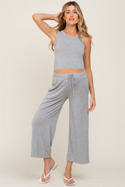 Heather Grey Crop Tank Maternity Lounge Set