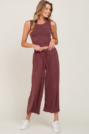 Burgundy Crop Tank Lounge Set