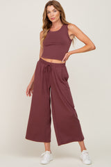 Burgundy Crop Tank Lounge Set