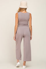 Taupe Crop Tank Maternity Lounge Set