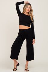 Black Cropped Long Sleeve Maternity Lounge Set