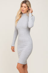 Heather Grey Ribbed Mock Neck Dress