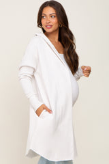 Ivory Hooded Long Maternity Cardigan