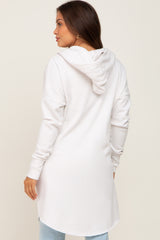 Ivory Hooded Long Maternity Cardigan