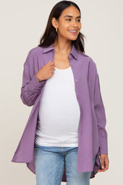 Lavender Oversized Maternity Button Down Blouse