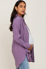 Lavender Oversized Maternity Button Down Blouse