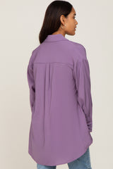 Lavender Oversized Maternity Button Down Blouse