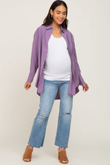 Lavender Oversized Maternity Button Down Blouse