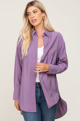 Lavender Oversized Maternity Button Down Blouse