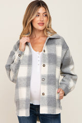 Grey Plaid Maternity Jacket