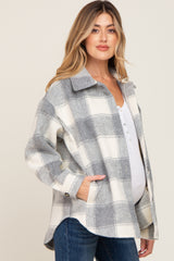 Grey Plaid Maternity Jacket