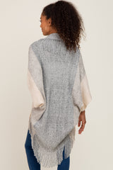 Beige Grey Fringe Knit Maternity Cover-Up