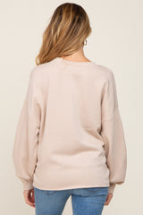 Beige Long Sleeve Brush Knit Maternity Top